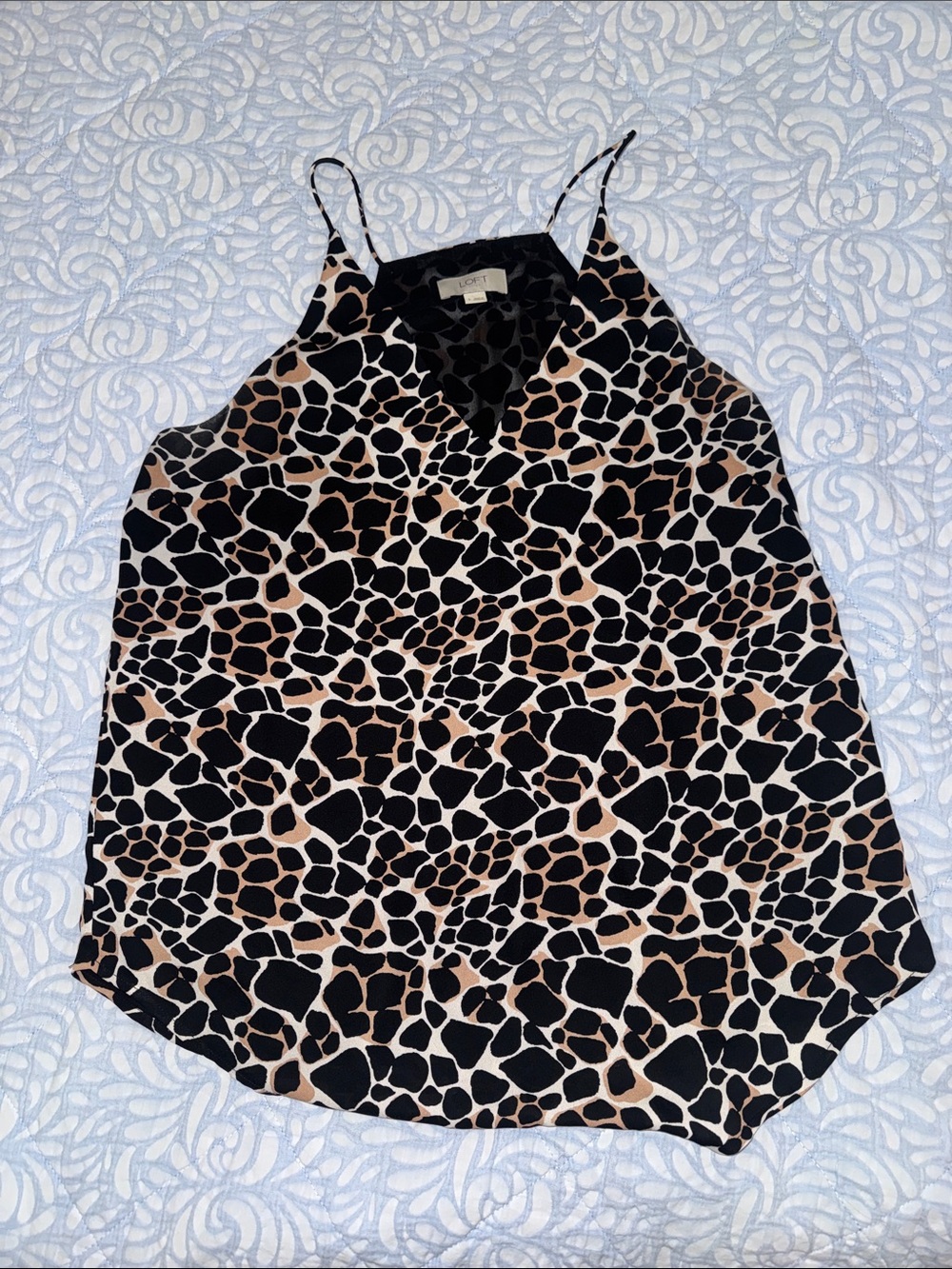 LOFT Animal Print V-Neck Cami Top - Black & Brown